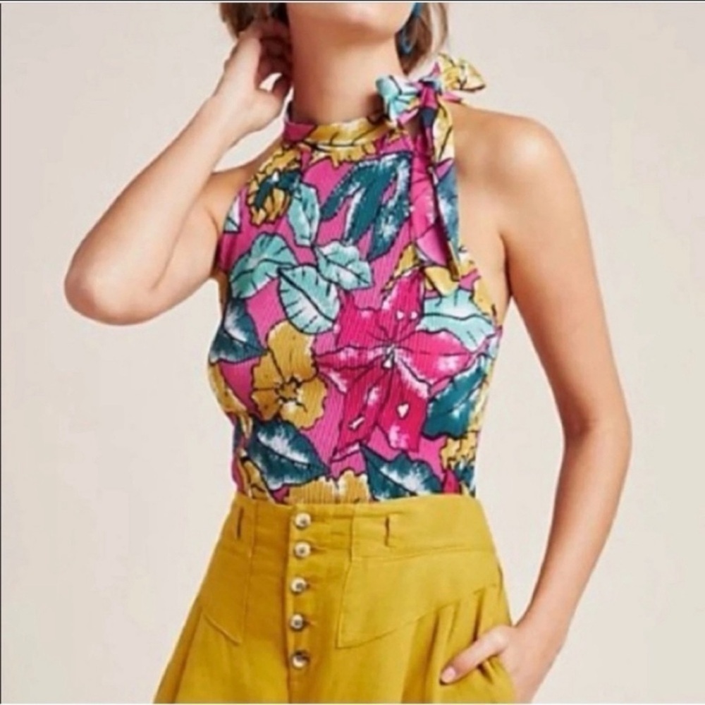 Maeve Anthropologie Glocester Floral Pleated Blouse - Picture 2 of 7